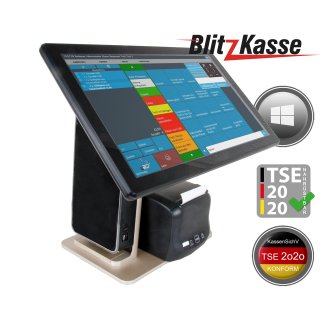 18" HANDEL MAX - Kasse für EINZELHANDEL: All-in-One Kassenterminal, Bondrucker, Blitzkasse Handel