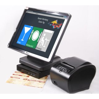 GASTRO PLUS - 15" Kasse für Restaurant und Cafe mit Touchscreen  und Bondrucker