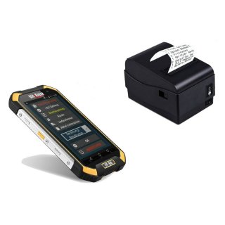 Handy MINI-Kasse mit Stoßschutz: 6" Kassenterminal ip68 (Handheld), Bondrucker