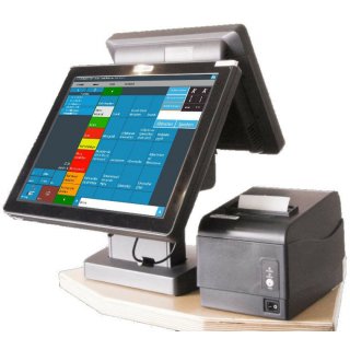 15" Kasse mit Multimedia Kundenanzeige mit Werbung-Funktion, Bondrucker, Blitzkasse Lizenz ohne ABO