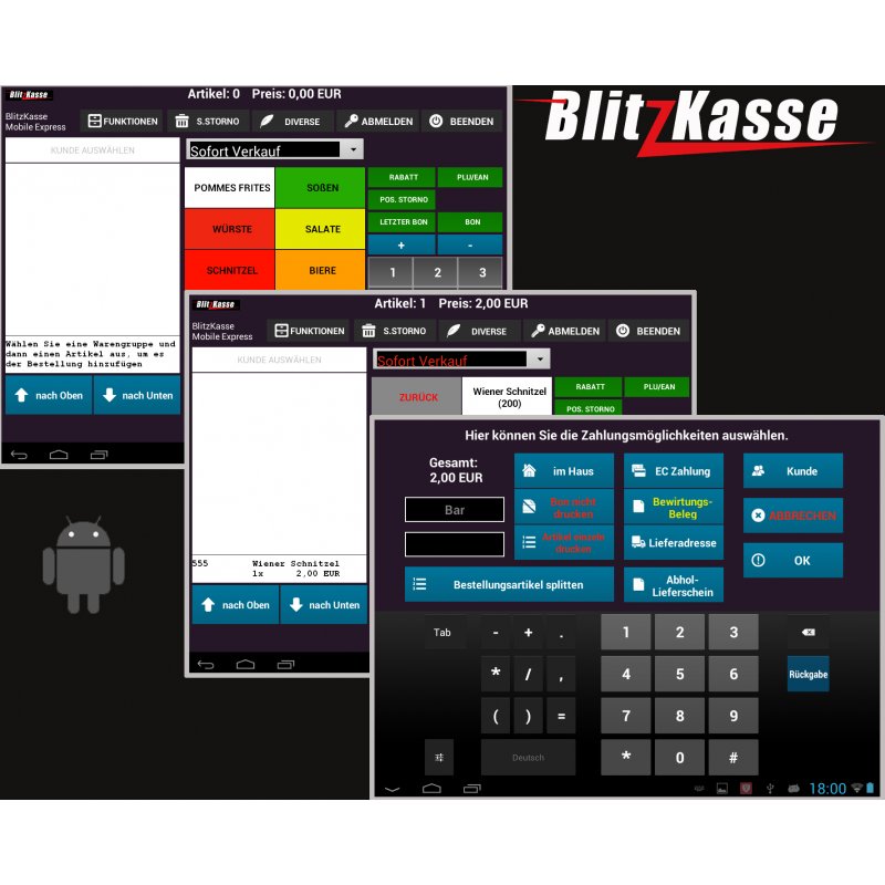 BLITZKASSE GASTRO EXPRESS Kassensystem mit  ORDER 2 BONDRUCKER 