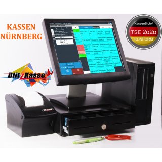 15" Kasse für Gastronomie (generalüberholt): Kassen-Terminal, Bondrucker, Kassenlade