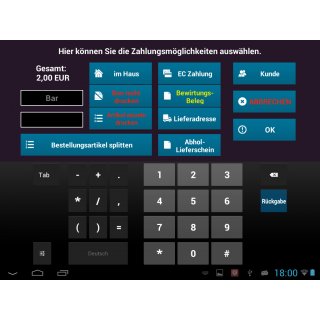 Mobiles Kassensystem fr GASTRONOMIE: 10 Touchscreen Terminal, 2xBondrucker
